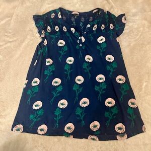 Lucky Brand Navy and Pink Floral Top